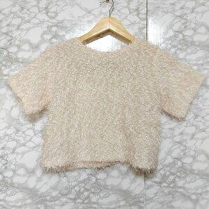 Levoi Short Sleeve Blouse Cropped Top Ivory